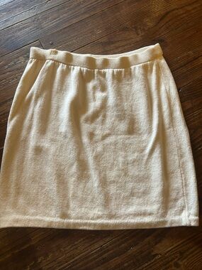 St John Basics Knit Skirt Cream Knee Length Summer Classic Designer Luxury Sz 10